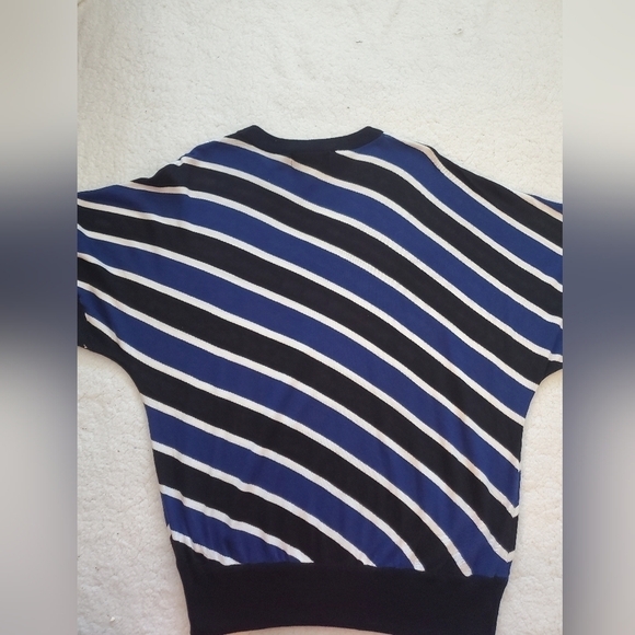 Bundle Only: Michael Kors Diagonal  Stripe Crewneck Knit Short Sleeve Top Size L - Picture 4 of 10